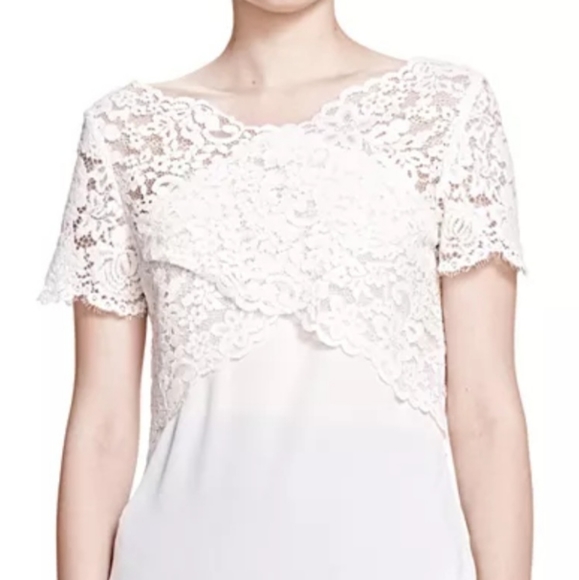 The Kooples Womens Top- Lace Crossover Black Short Sleeve Size 1 or Sz S - Picture 11 of 12